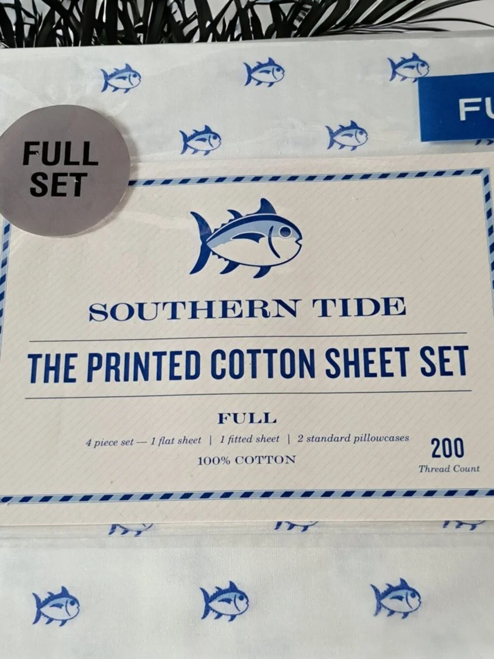 BRAND NEW SOUTHERN TIDE FULL SIZE SKIP JACK SHEET SET COLOR WHITE